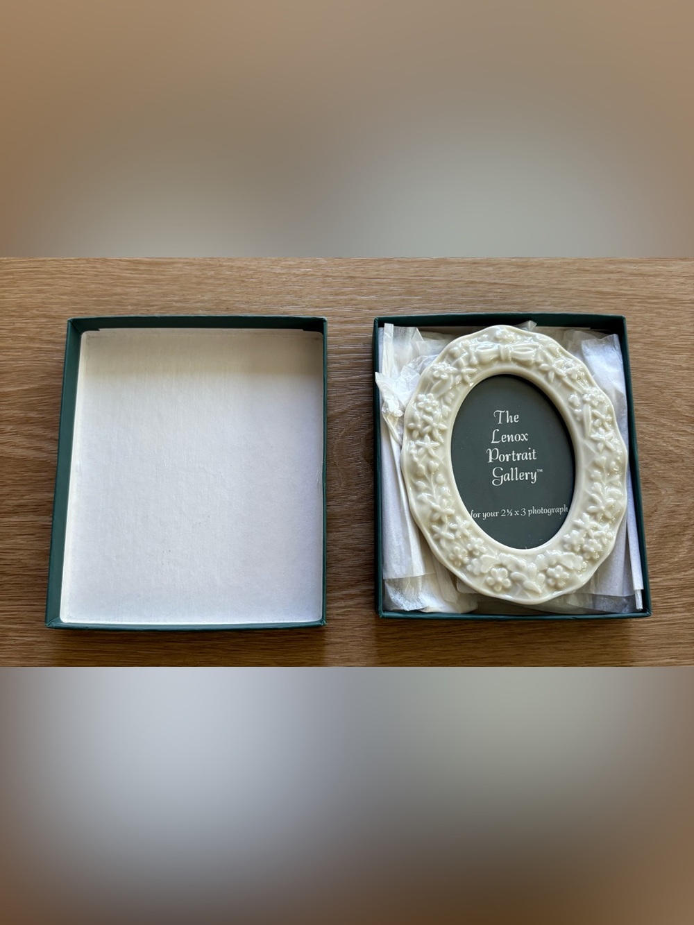 Lenox Cream Floral Wedding Oval Frame with Gift Box-Holds 2 1/2 x 3 picture